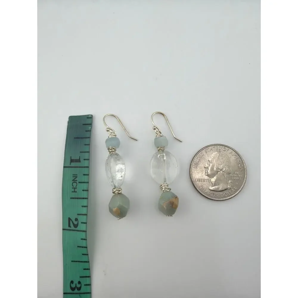 Handmade Green Jasper and Clear Quartz Statement Necklace and Earring Set